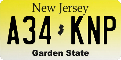 NJ license plate A34KNP