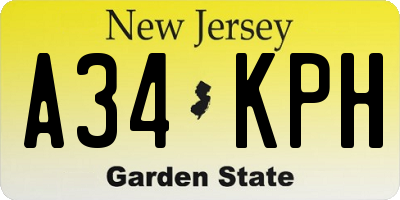 NJ license plate A34KPH