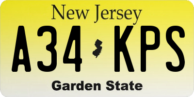 NJ license plate A34KPS