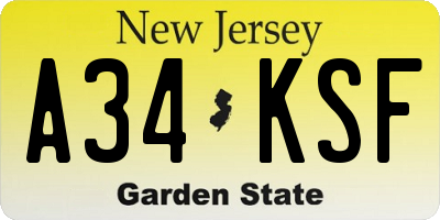 NJ license plate A34KSF