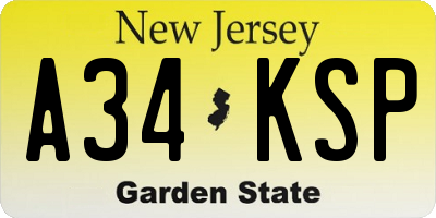 NJ license plate A34KSP
