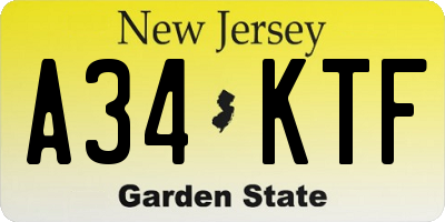 NJ license plate A34KTF