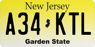 NJ license plate A34KTL