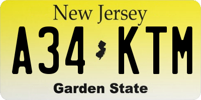 NJ license plate A34KTM