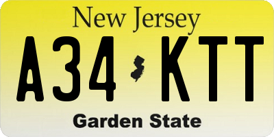 NJ license plate A34KTT