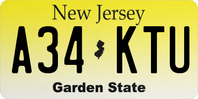 NJ license plate A34KTU