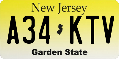 NJ license plate A34KTV