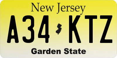 NJ license plate A34KTZ