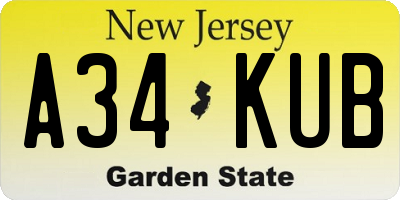 NJ license plate A34KUB