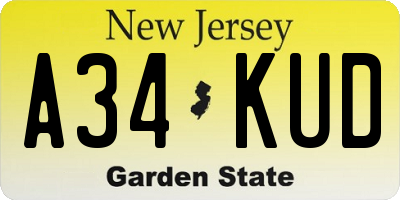 NJ license plate A34KUD