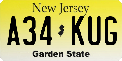 NJ license plate A34KUG