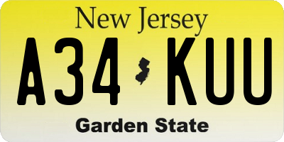NJ license plate A34KUU