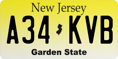 NJ license plate A34KVB
