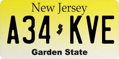 NJ license plate A34KVE