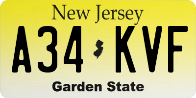 NJ license plate A34KVF