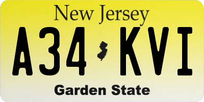 NJ license plate A34KVI