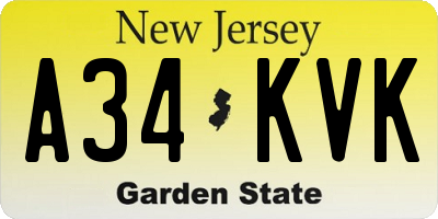 NJ license plate A34KVK