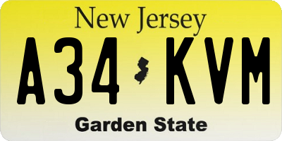 NJ license plate A34KVM