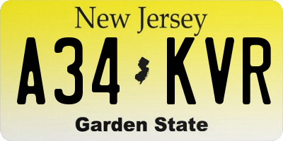 NJ license plate A34KVR