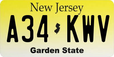 NJ license plate A34KWV