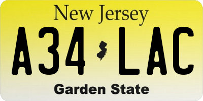 NJ license plate A34LAC