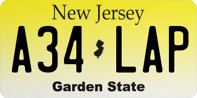 NJ license plate A34LAP