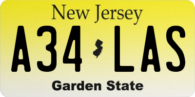 NJ license plate A34LAS