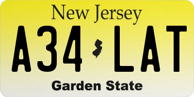 NJ license plate A34LAT