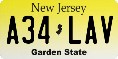 NJ license plate A34LAV