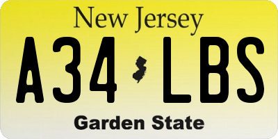 NJ license plate A34LBS