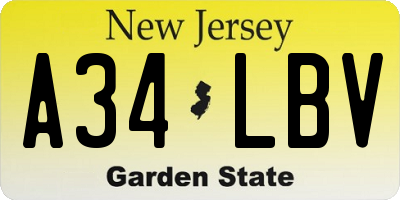 NJ license plate A34LBV
