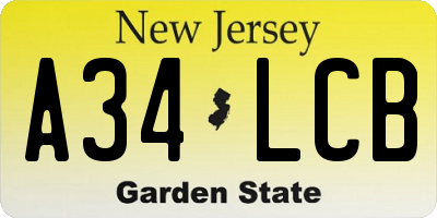 NJ license plate A34LCB