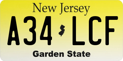 NJ license plate A34LCF