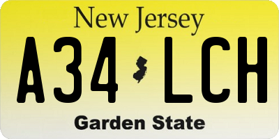 NJ license plate A34LCH