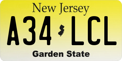 NJ license plate A34LCL