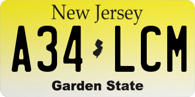 NJ license plate A34LCM