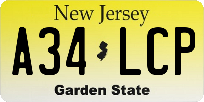 NJ license plate A34LCP