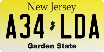 NJ license plate A34LDA