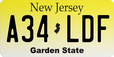 NJ license plate A34LDF