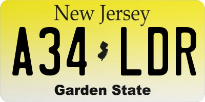 NJ license plate A34LDR
