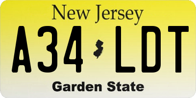 NJ license plate A34LDT