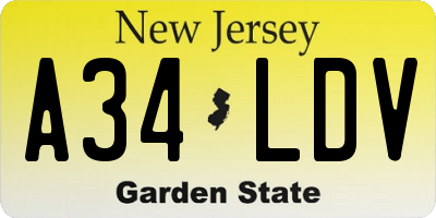 NJ license plate A34LDV