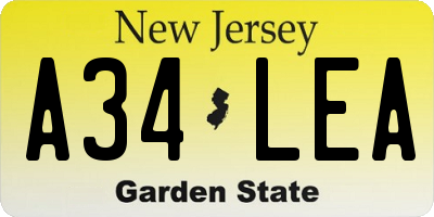 NJ license plate A34LEA