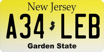 NJ license plate A34LEB