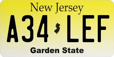 NJ license plate A34LEF