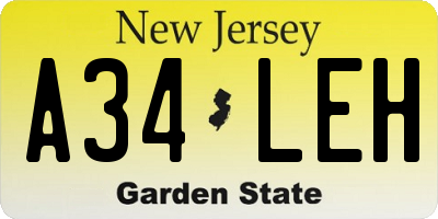 NJ license plate A34LEH