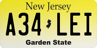 NJ license plate A34LEI