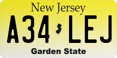 NJ license plate A34LEJ
