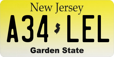 NJ license plate A34LEL