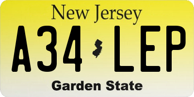 NJ license plate A34LEP